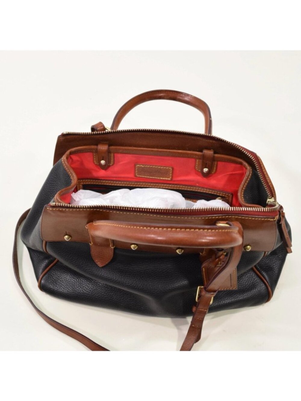 Dooney & Bourke Vintage 90s Black Two-Tone Leather Bag - Picture 6 of 16